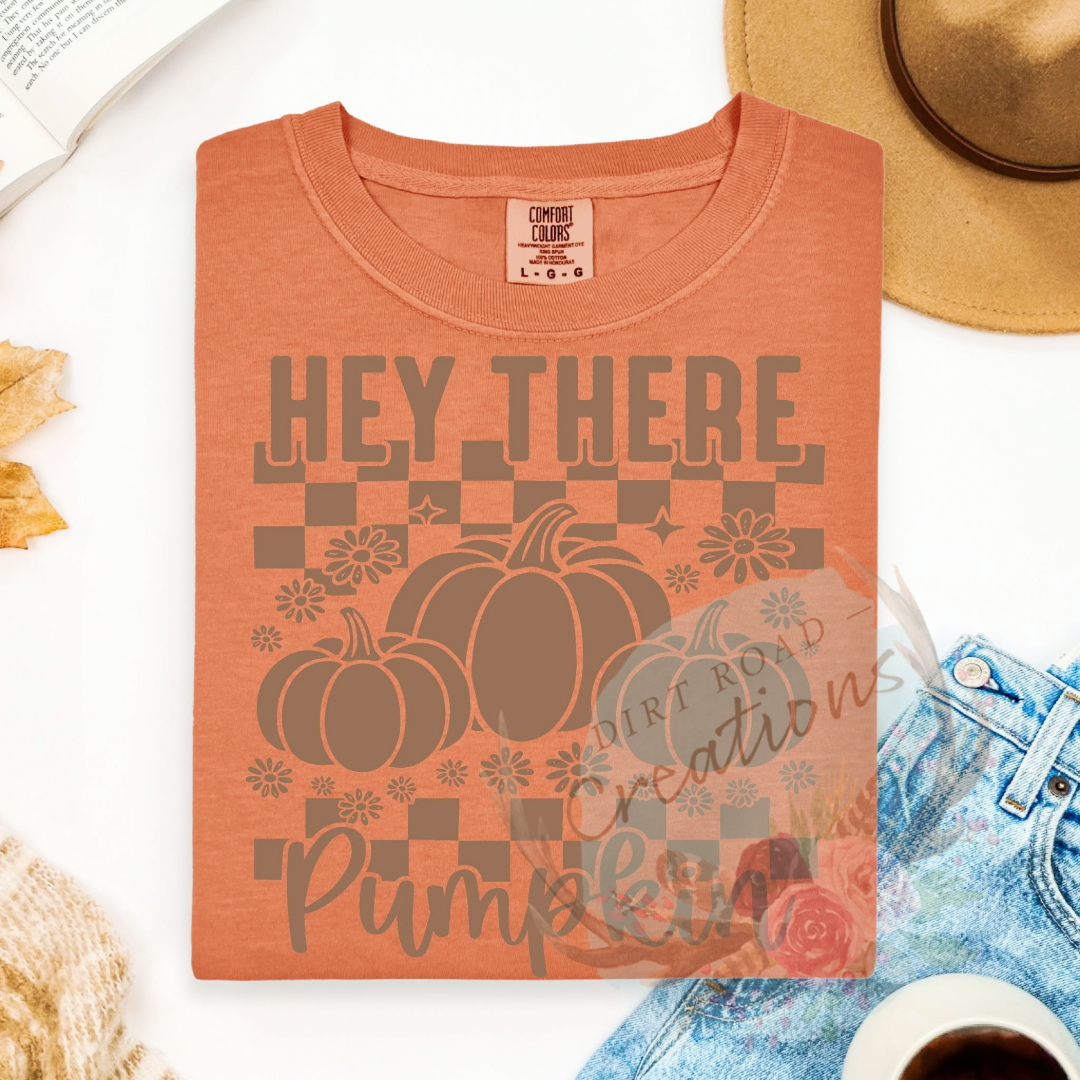 Hey there pumpkin screen print TEE