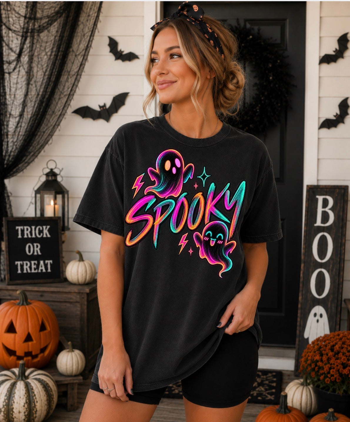 Neon spooky graphic tee