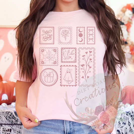 Vintage Fall Stamps screen print TEE