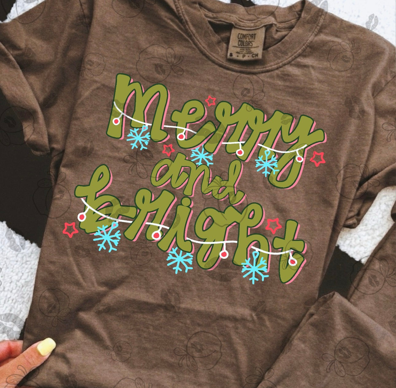 Merry and bright graphic tee