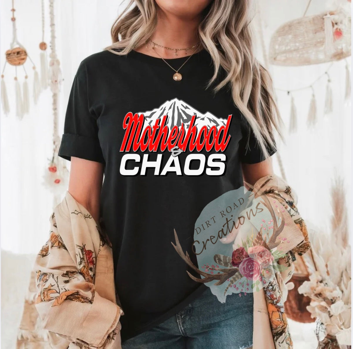 Motherhood and chaos graphic tee