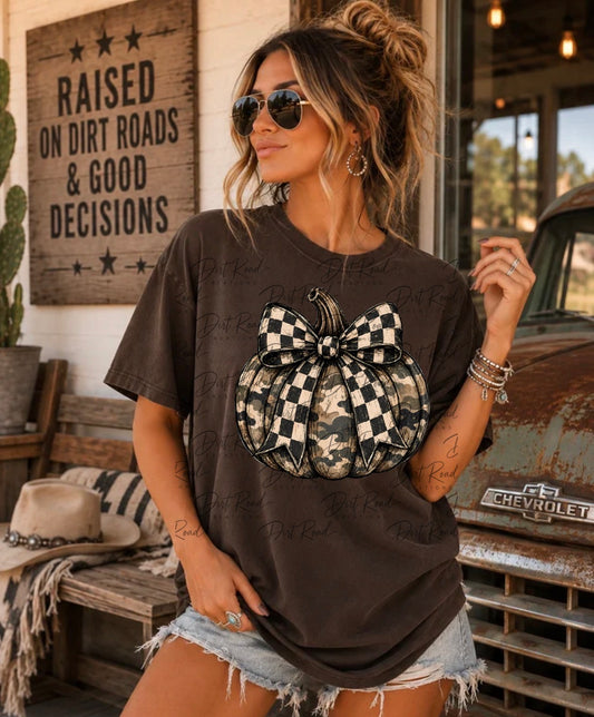 Camo pumpkin graphic tee