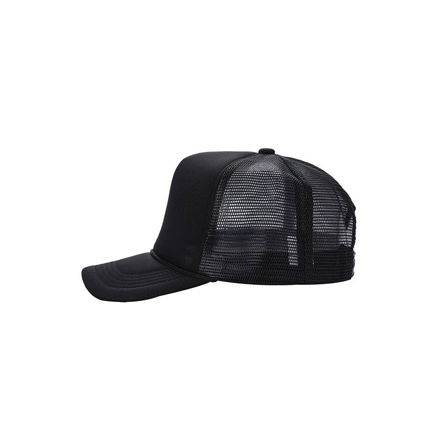 Classic Foam Trucker Hat Summer Mesh Rope Cap: BLACK / ONE