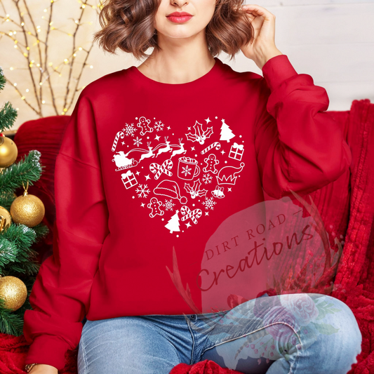 Christmas heart screen print TEE