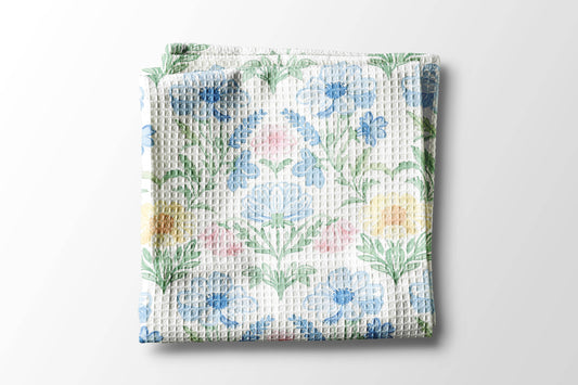 Chinoiserie Grandmillennial Kitchen Towel Blue Preppy Floral: Transparent Cellophane Sleeve