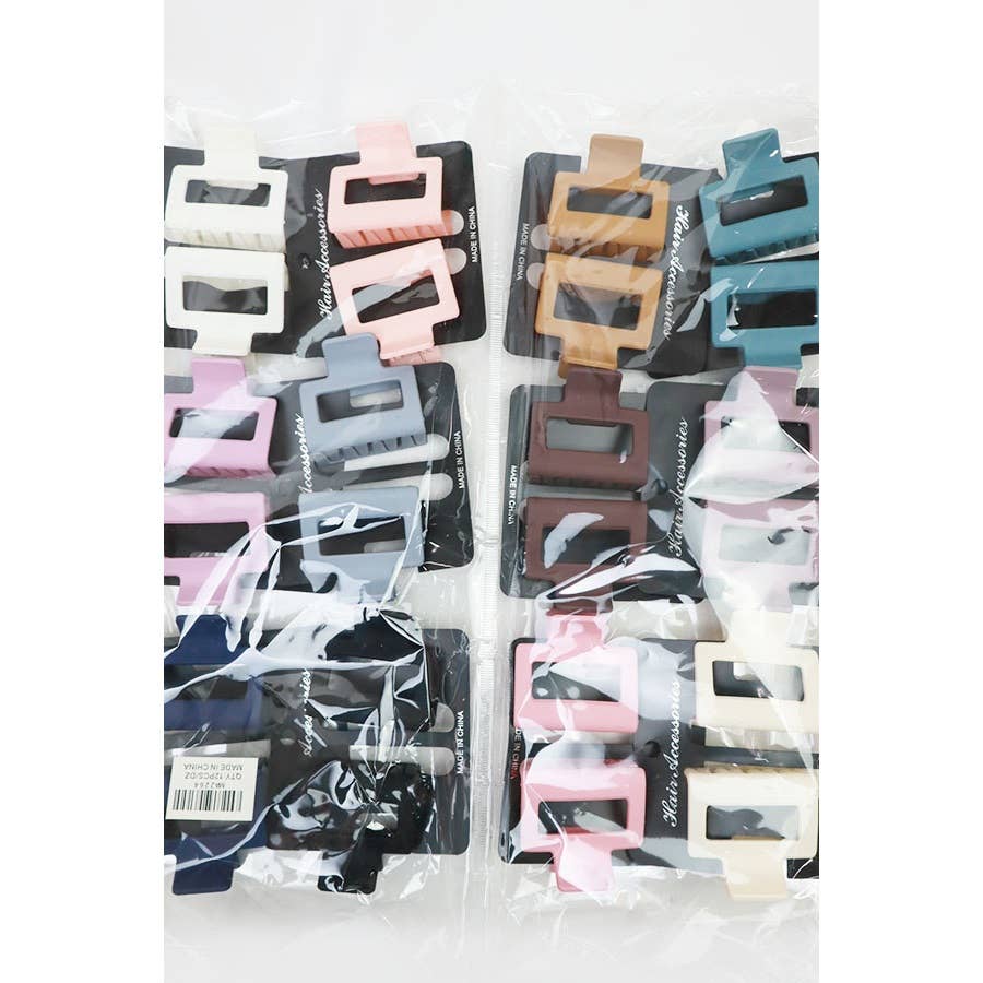 Matte Color Rectangle Medium Hair Clip: MIX COLOR / ONE