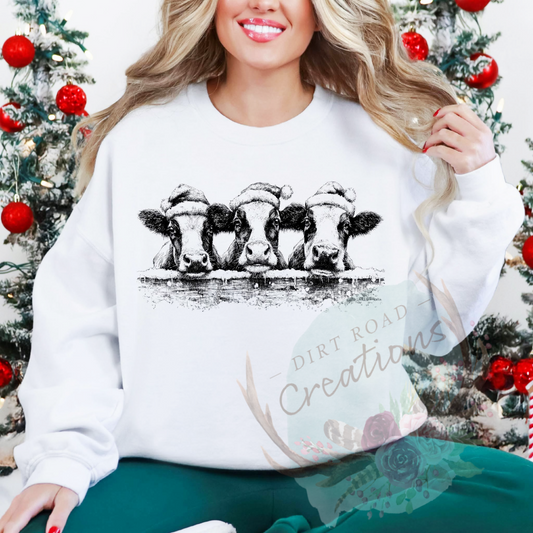 Merry cows screen print Sweatshirt