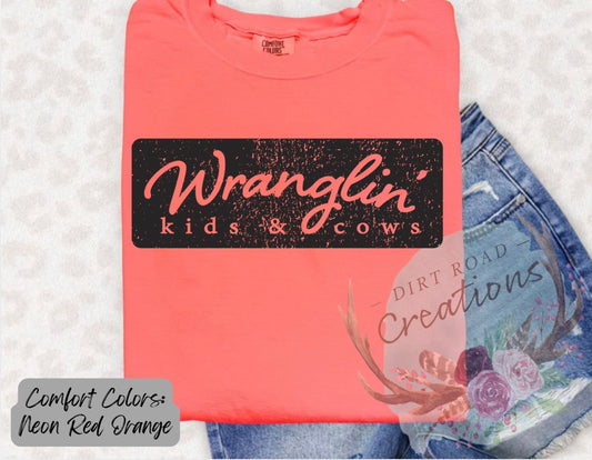 Wranglin kids and cows graphic tee
