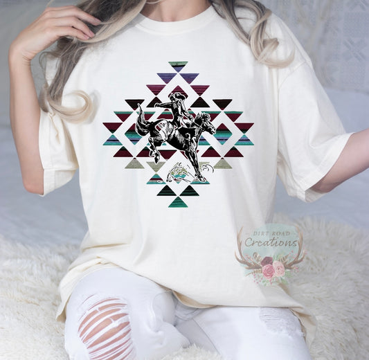 Ombre Aztec Bronco Graphic Tee