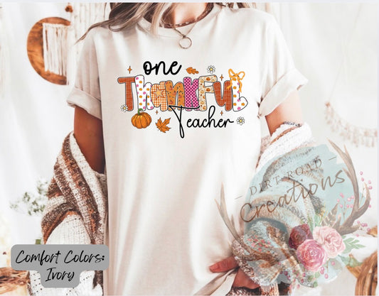 One thankful teacher graphic tee