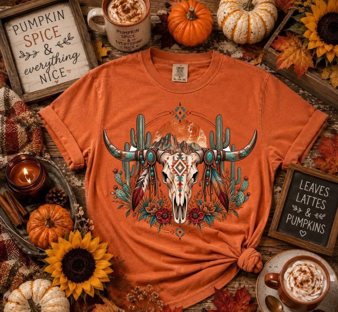Western bull skull graphic tee