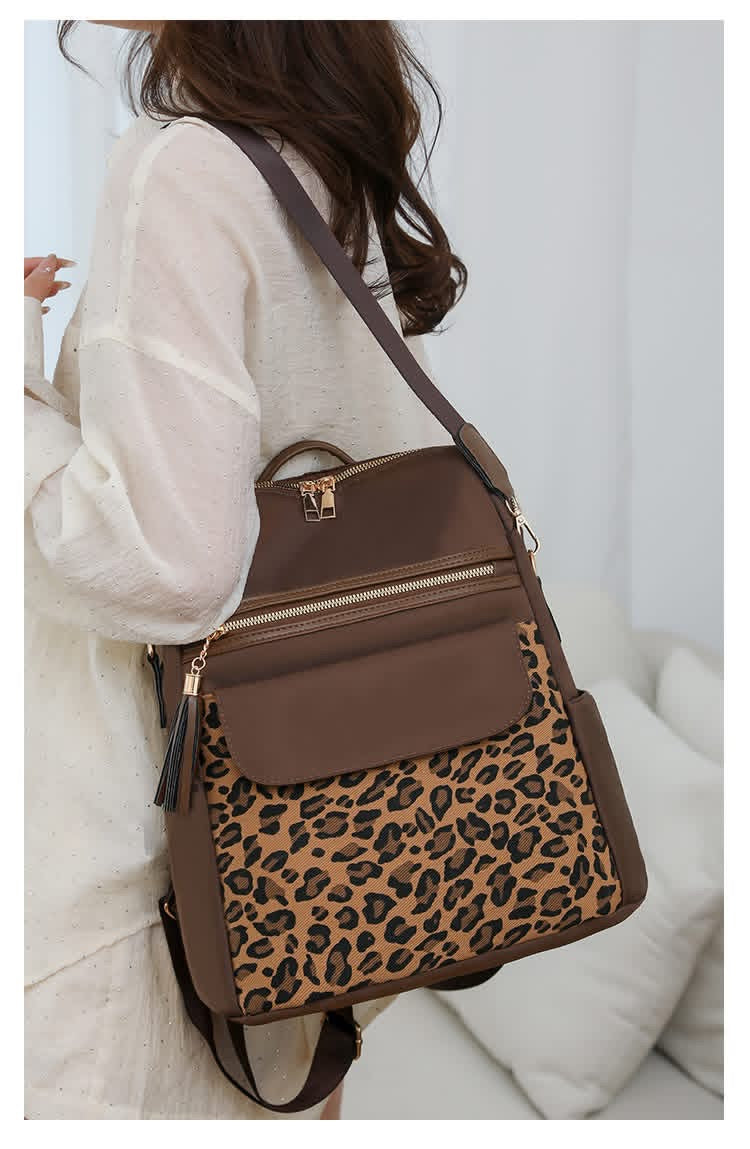 Preorder: two tone leopard backpack