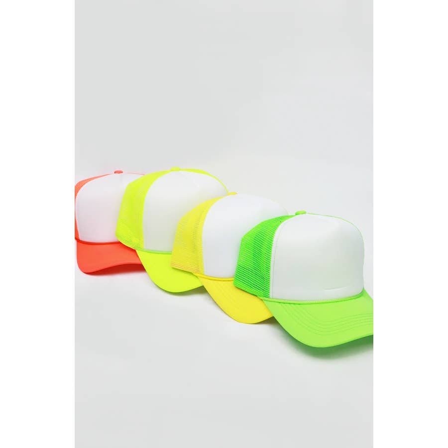 Neon Colors Foam Solid Two Tone Trucker Hat: NEON ORANGE / ONE