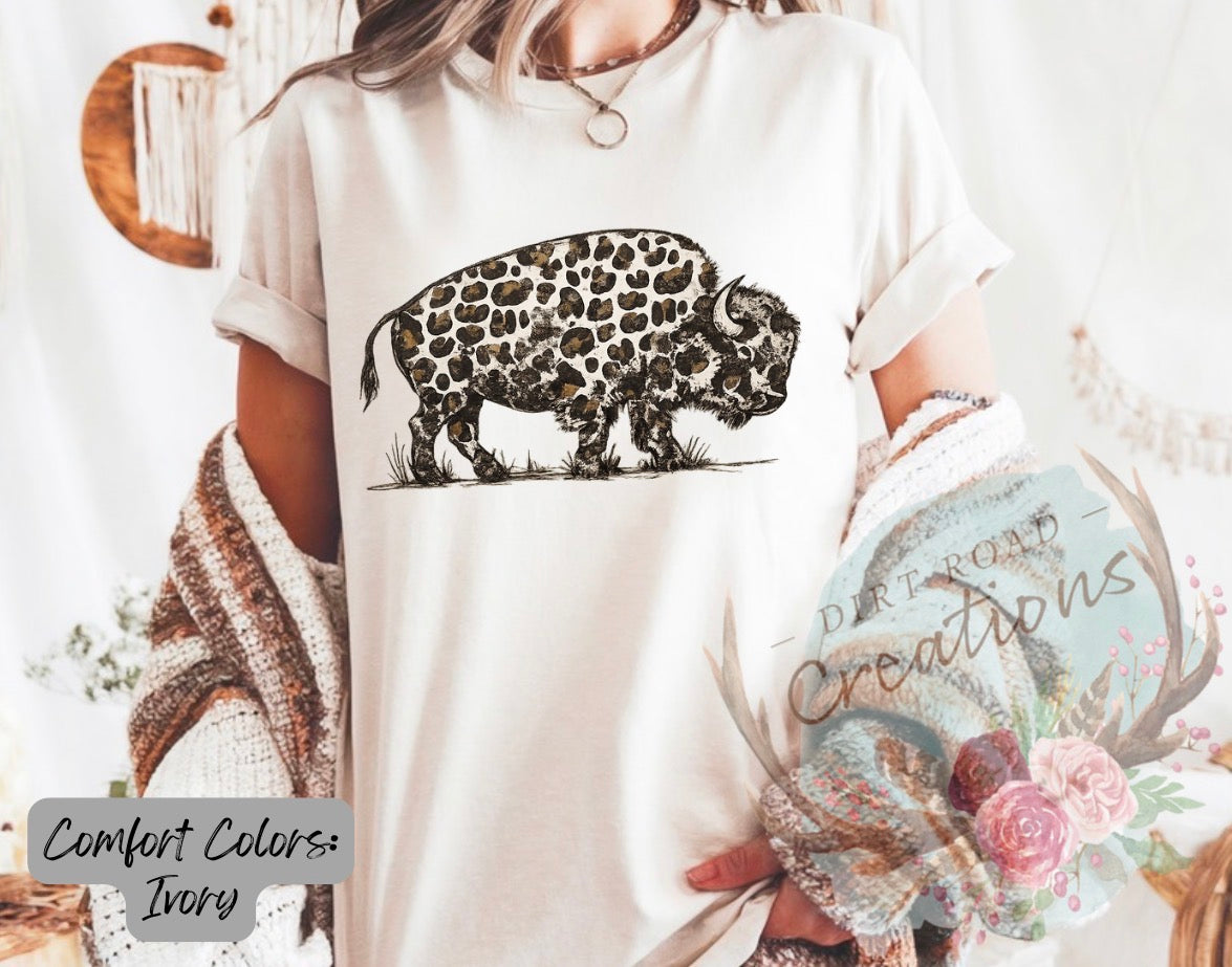 Leopard buffalo graphic tee