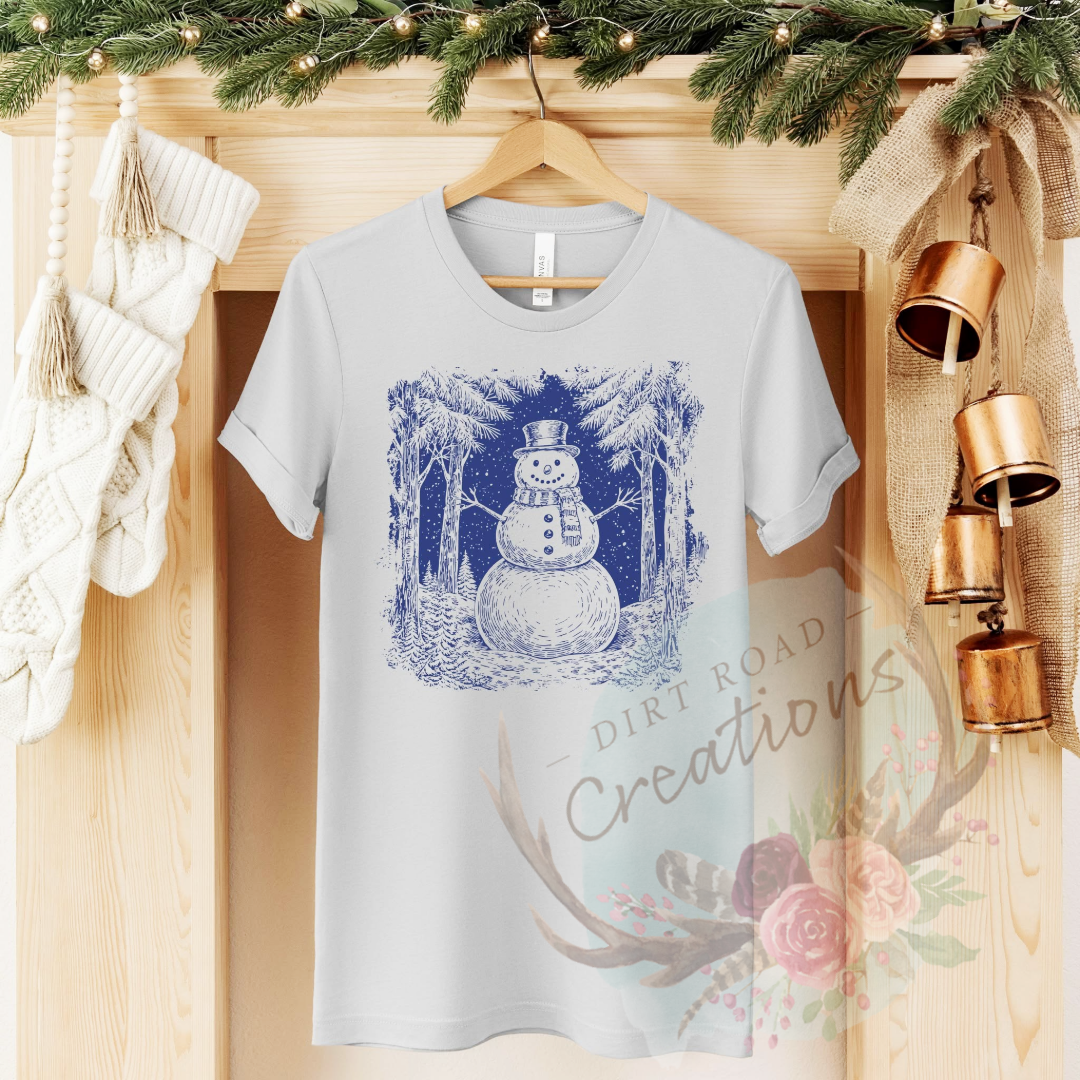 Snowman screen print tee