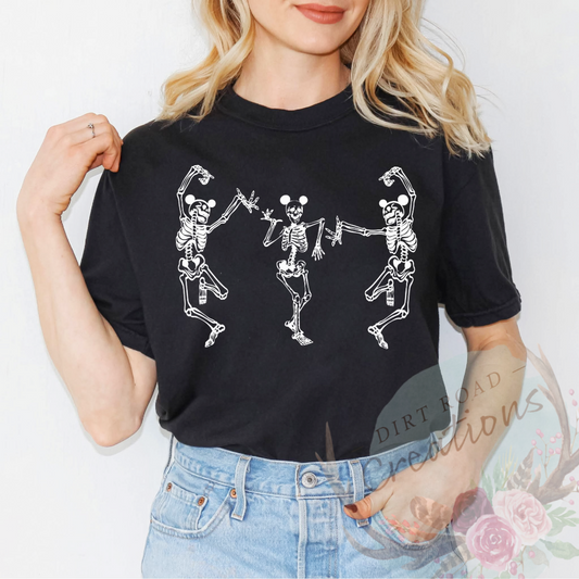 Dancing Skellys (M*ckey) screen print tee