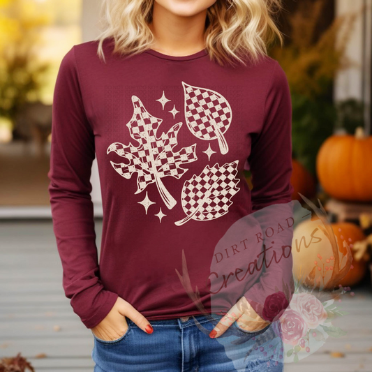 Plaid leaves screen print Sweatshirt