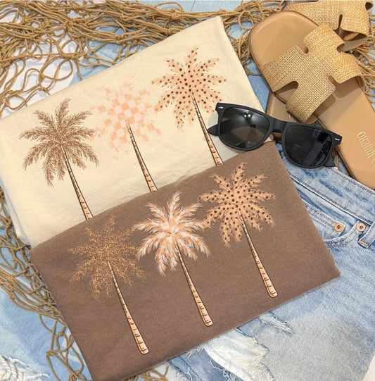 Neutral palm trees graphic tee