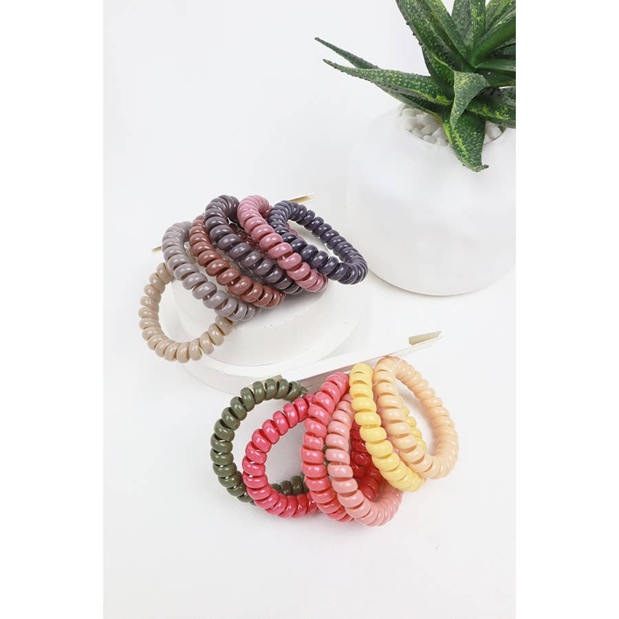 6-pc Phone Cord Hair Tie Set: MIX COLOR / ONE