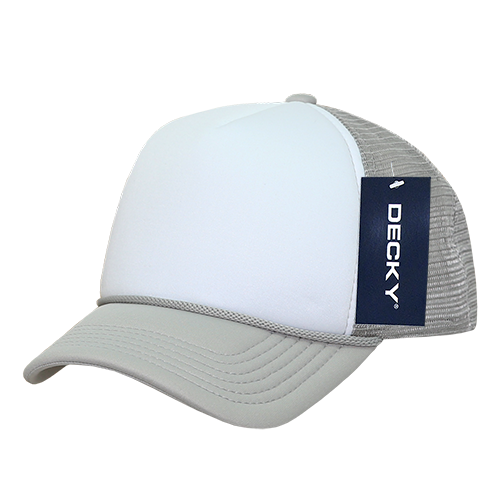 Decky 7010 - Kids, Youth Trucker Foam Hats, Mesh Back - 7010: Grey/White