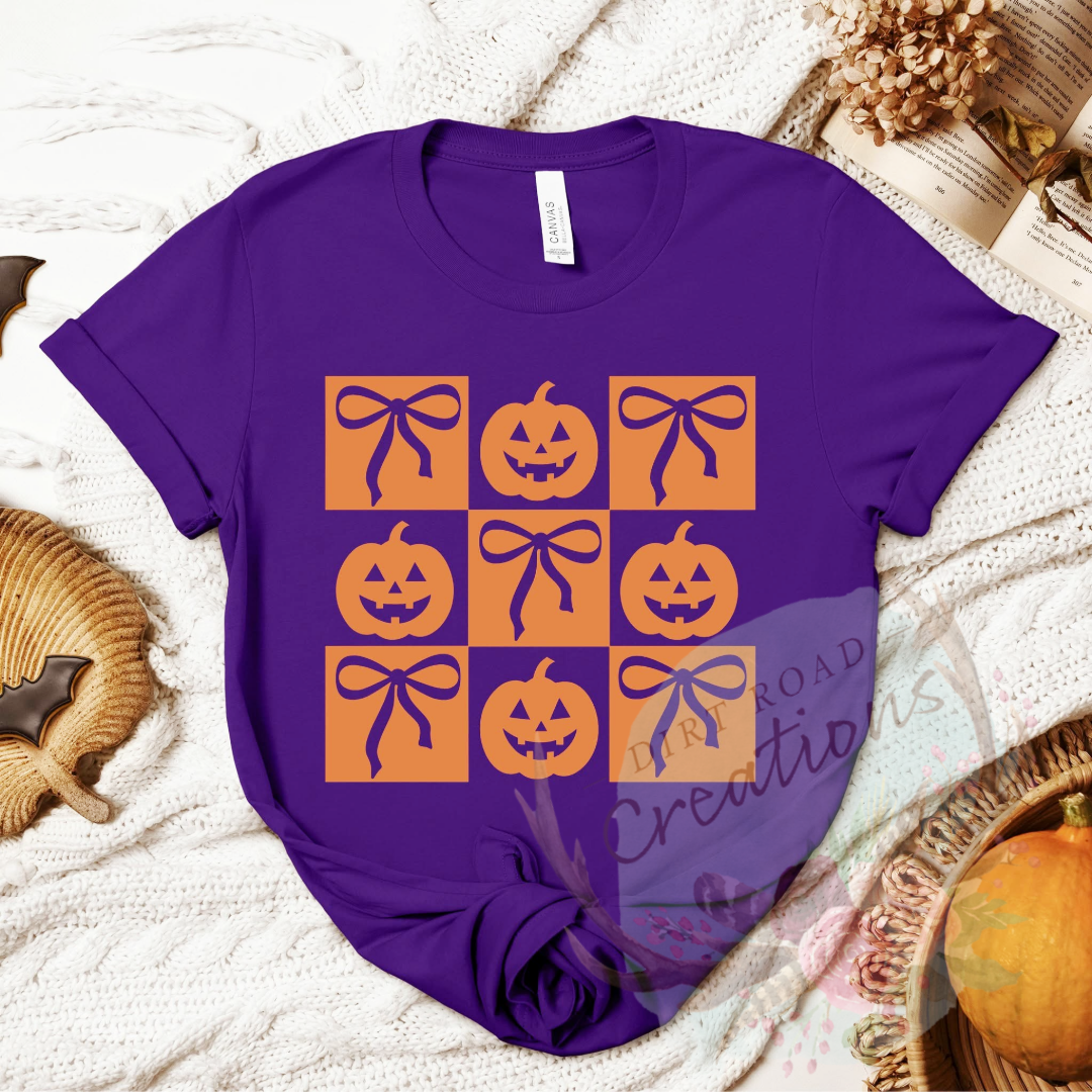 Checkered pumpkin screen print TEE