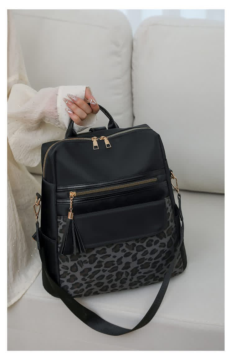 Preorder: two tone leopard backpack