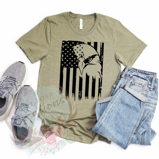 Flag Eagle screen print tee