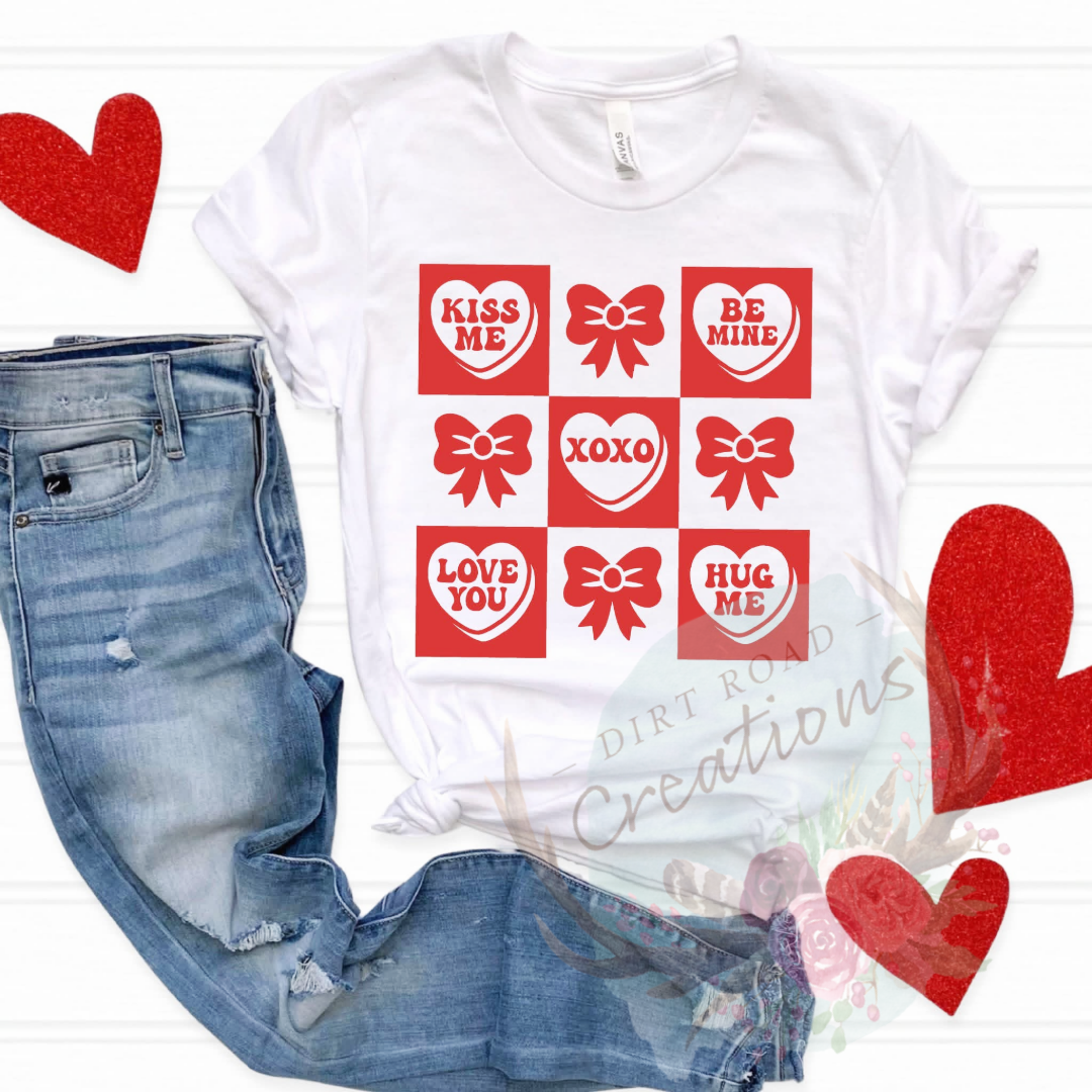 Checkered hearts screen print Sweatshirt