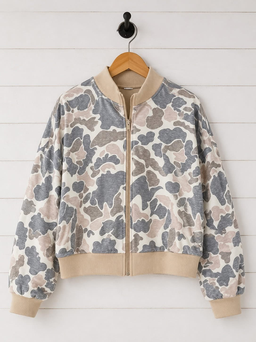 Preorder: camo bomber jacket