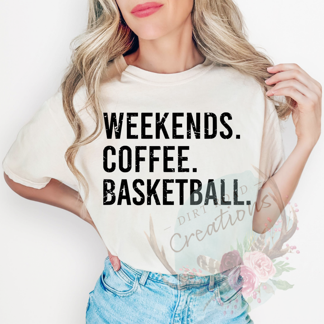 Weekends coffee basketball screen print tee