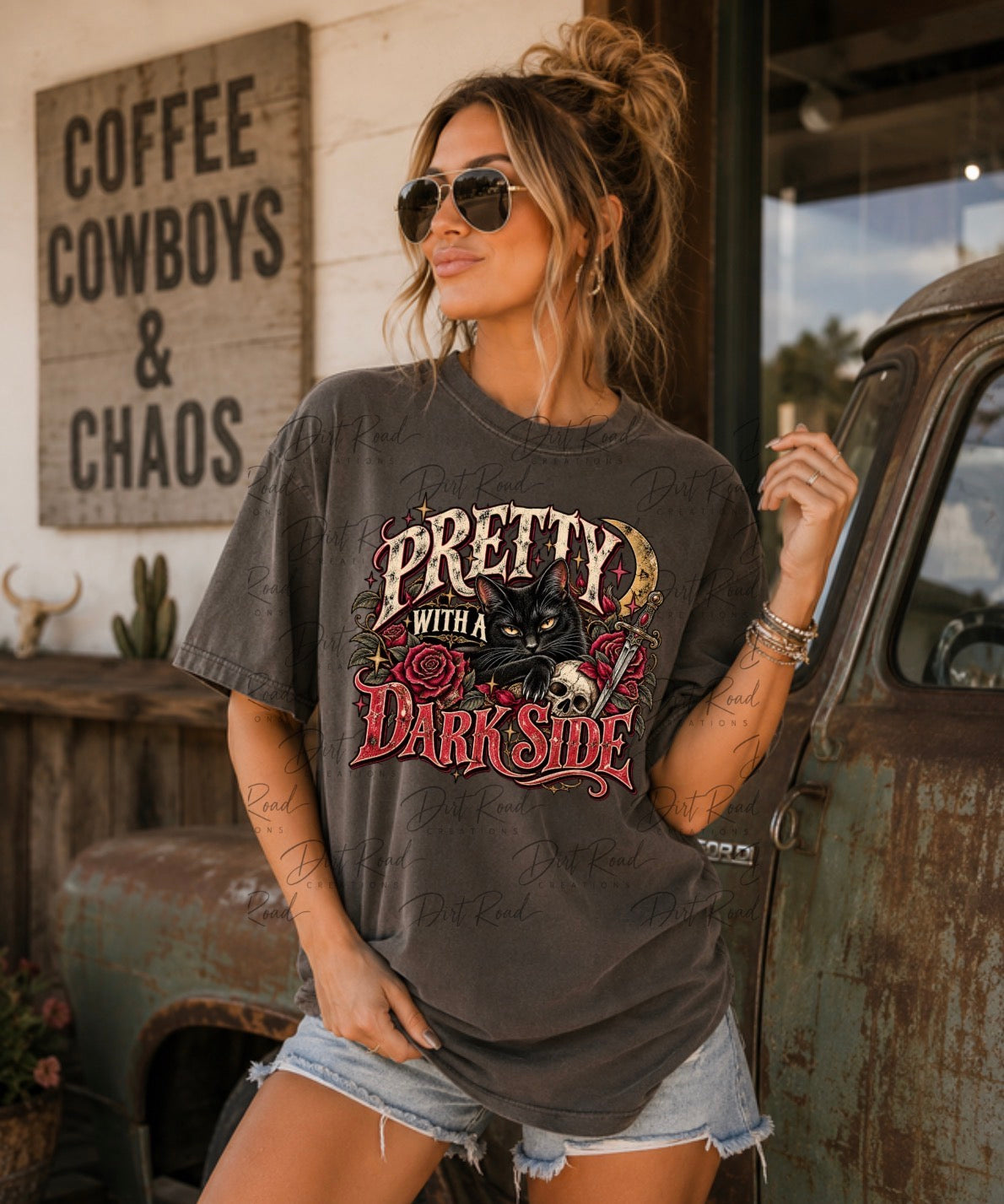 Pretty with a dark side graphic tee