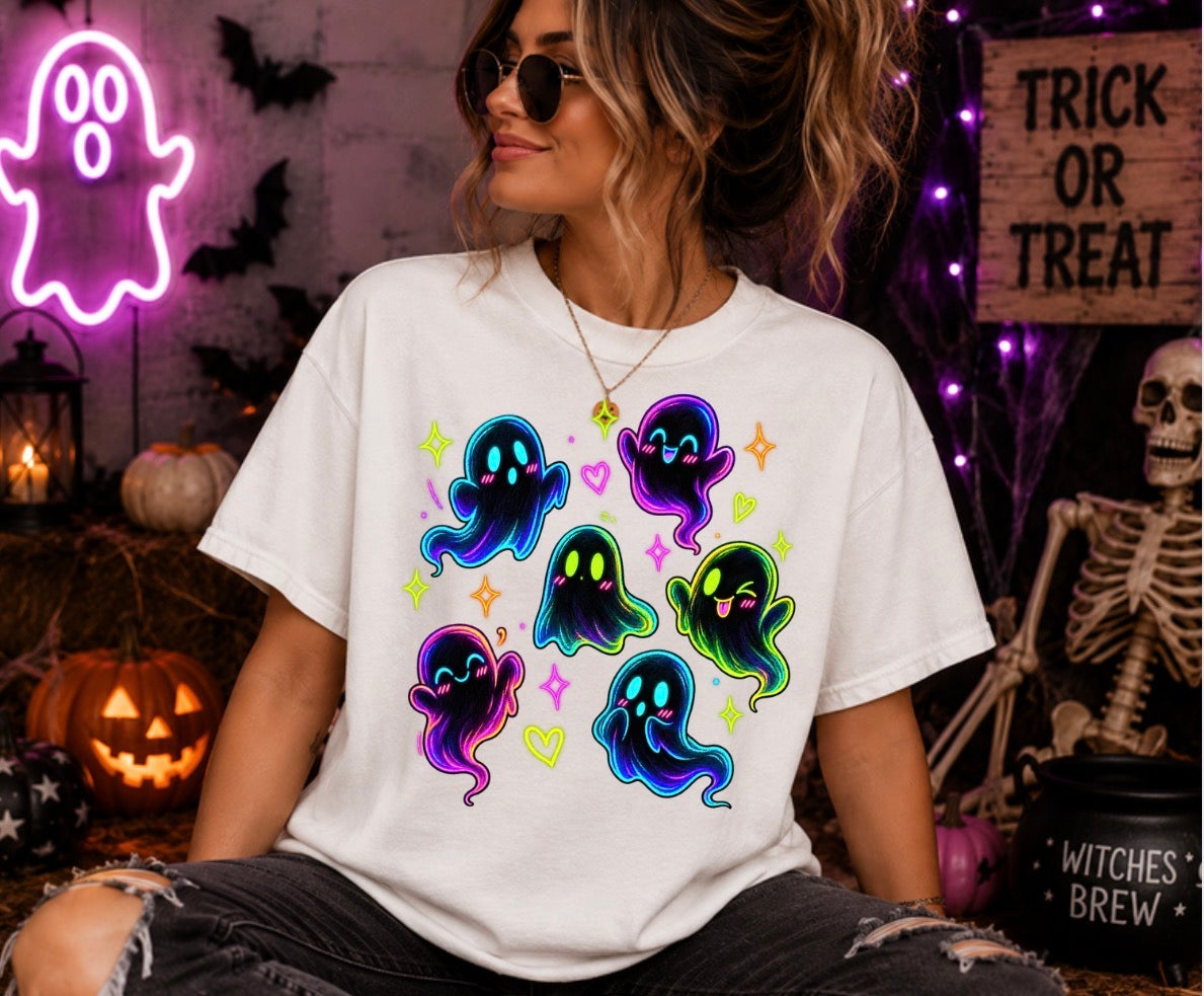 Neon Ghosties graphic tee