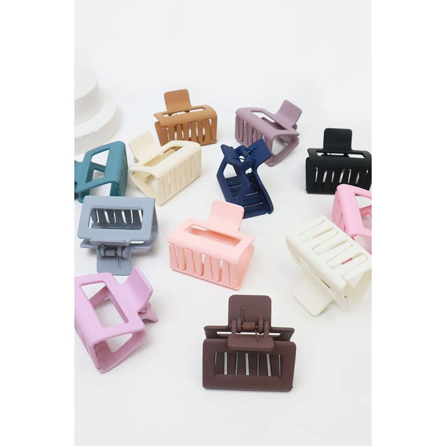 Matte Color Rectangle Medium Hair Clip: MIX COLOR / ONE