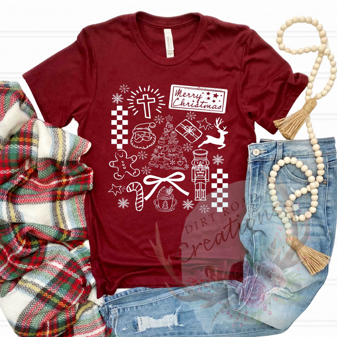 North Pole collage screen print TEE