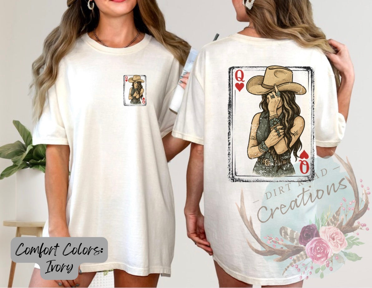 Western Queen of hearts graphic tee