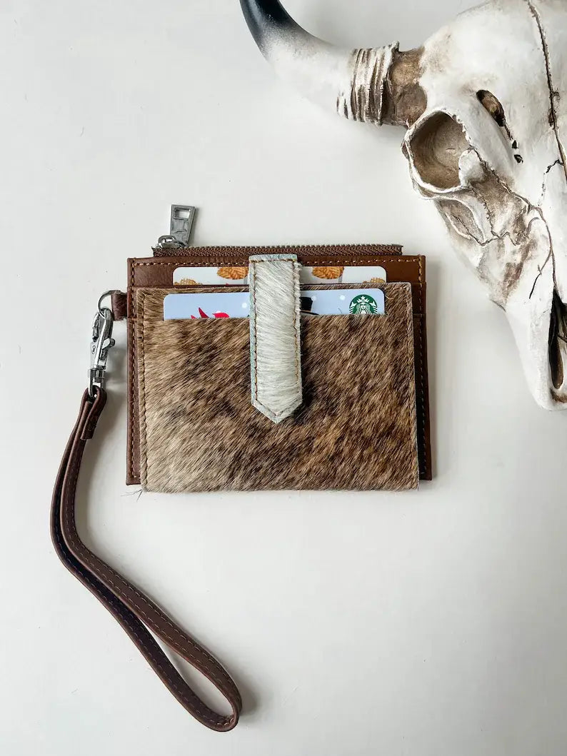 Western Cowhide Leather Wristlet Wallet Money Coins: 12 - ROSE GOLD SPECS