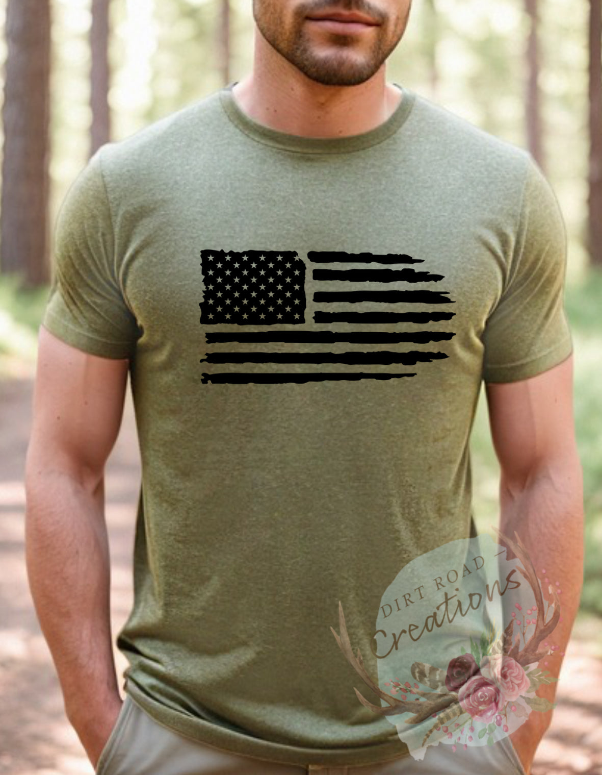 Distressed flag tee