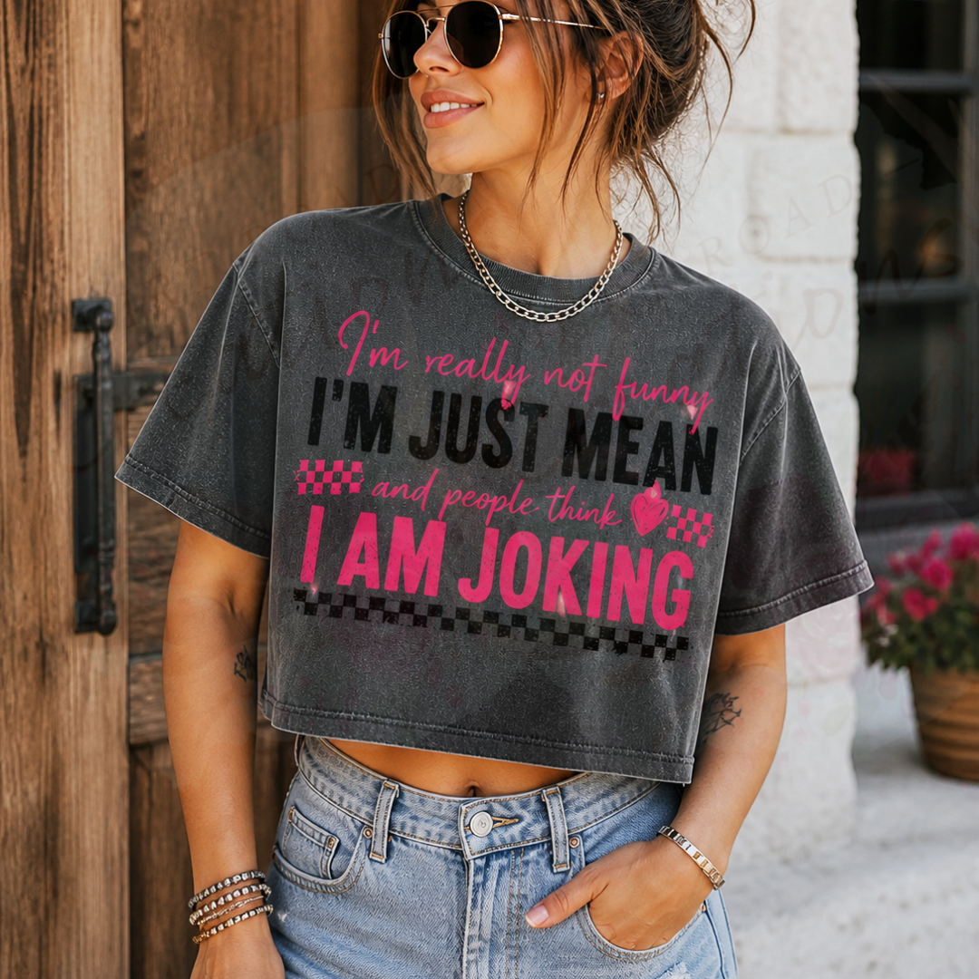 Im just mean pink and black graphic tee
