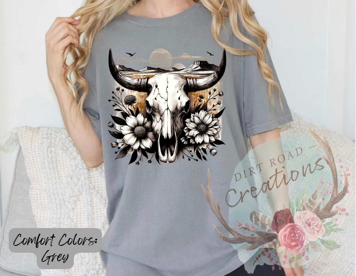 Western bull sky graphic tee
