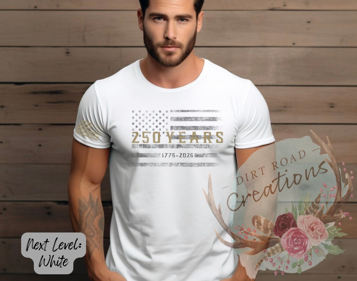 USA 250th flag green graphic tee
