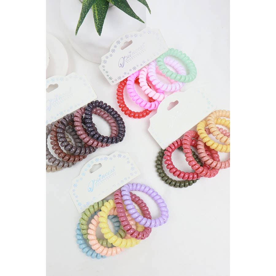 6-pc Phone Cord Hair Tie Set: MIX COLOR / ONE