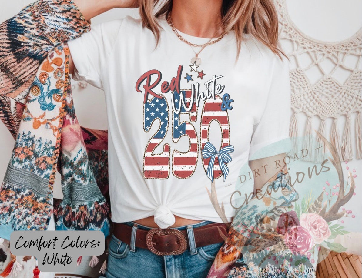 Red white and 250 graphic tee