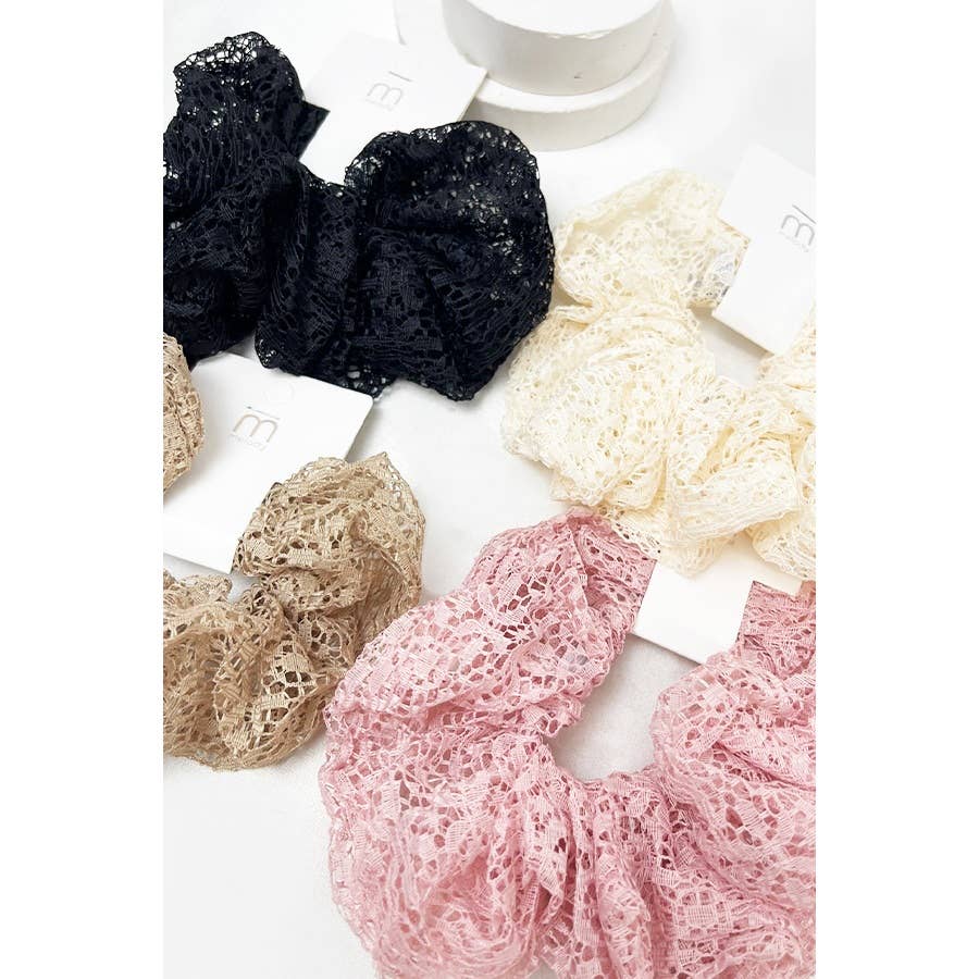 Assorted Sheer Lace Scrunchies: MIX COLOR / ONE