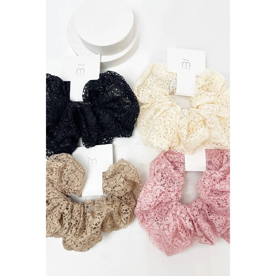 Assorted Sheer Lace Scrunchies: MIX COLOR / ONE