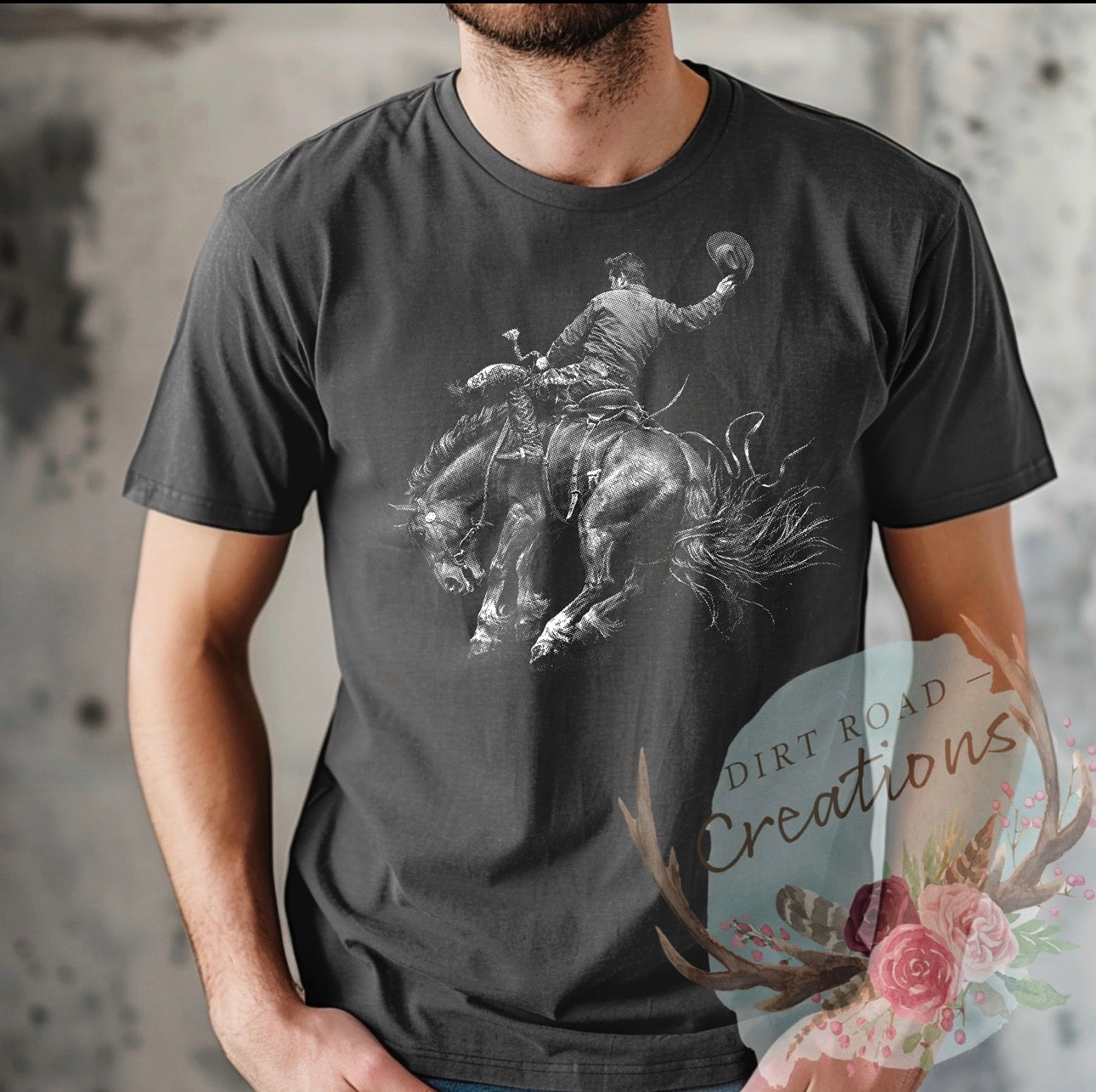 Halftone Bronc rider graphic tee