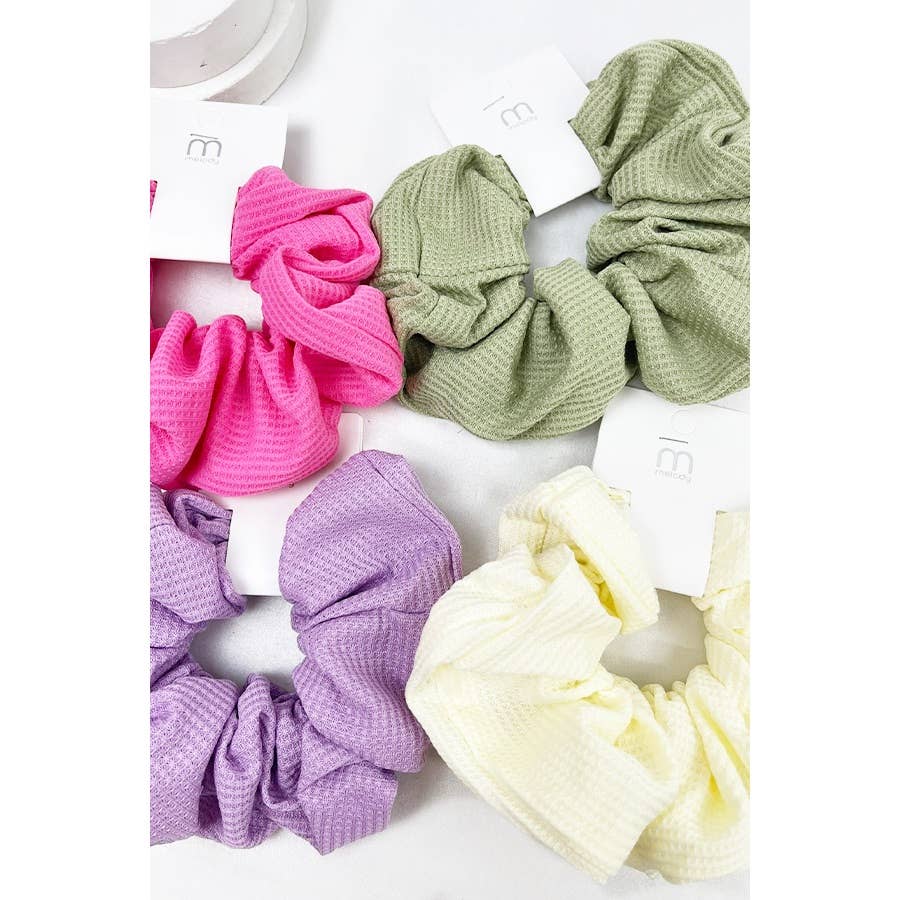 Waffle Textured Soft Scrunchies: MIX COLOR / ONE