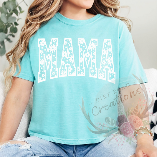 Floral mama screen print tee