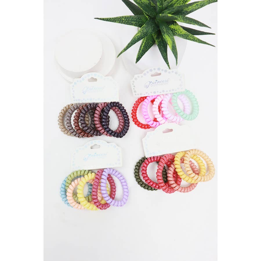 6-pc Phone Cord Hair Tie Set: MIX COLOR / ONE