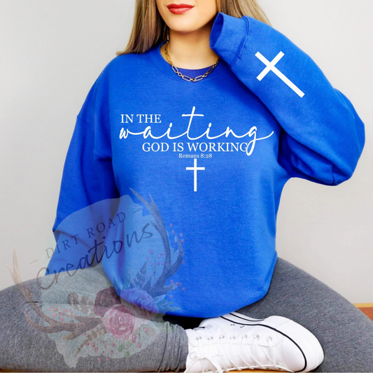 In the Waiting screen print crewneck
