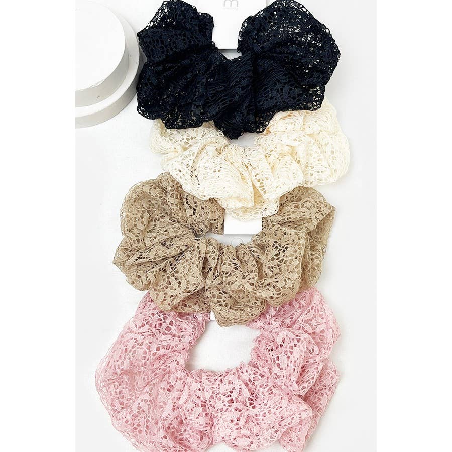 Assorted Sheer Lace Scrunchies: MIX COLOR / ONE